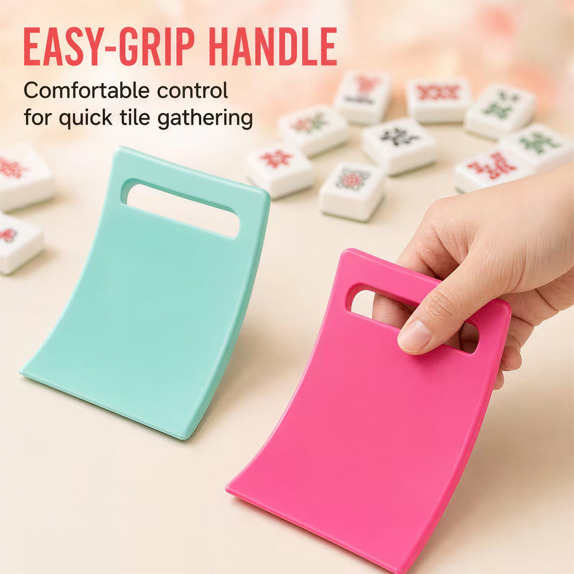 2PCS Mahjong Tile Scoops With Easy Grip Handles, Curved Tile Gathering Shovels, Lightweight Mahjong Accessories For Game Night