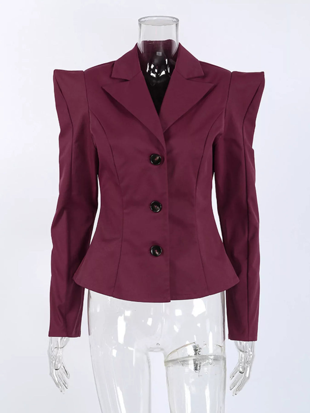 Sharp-Shouldered Tailored Long Sleeve Blazer