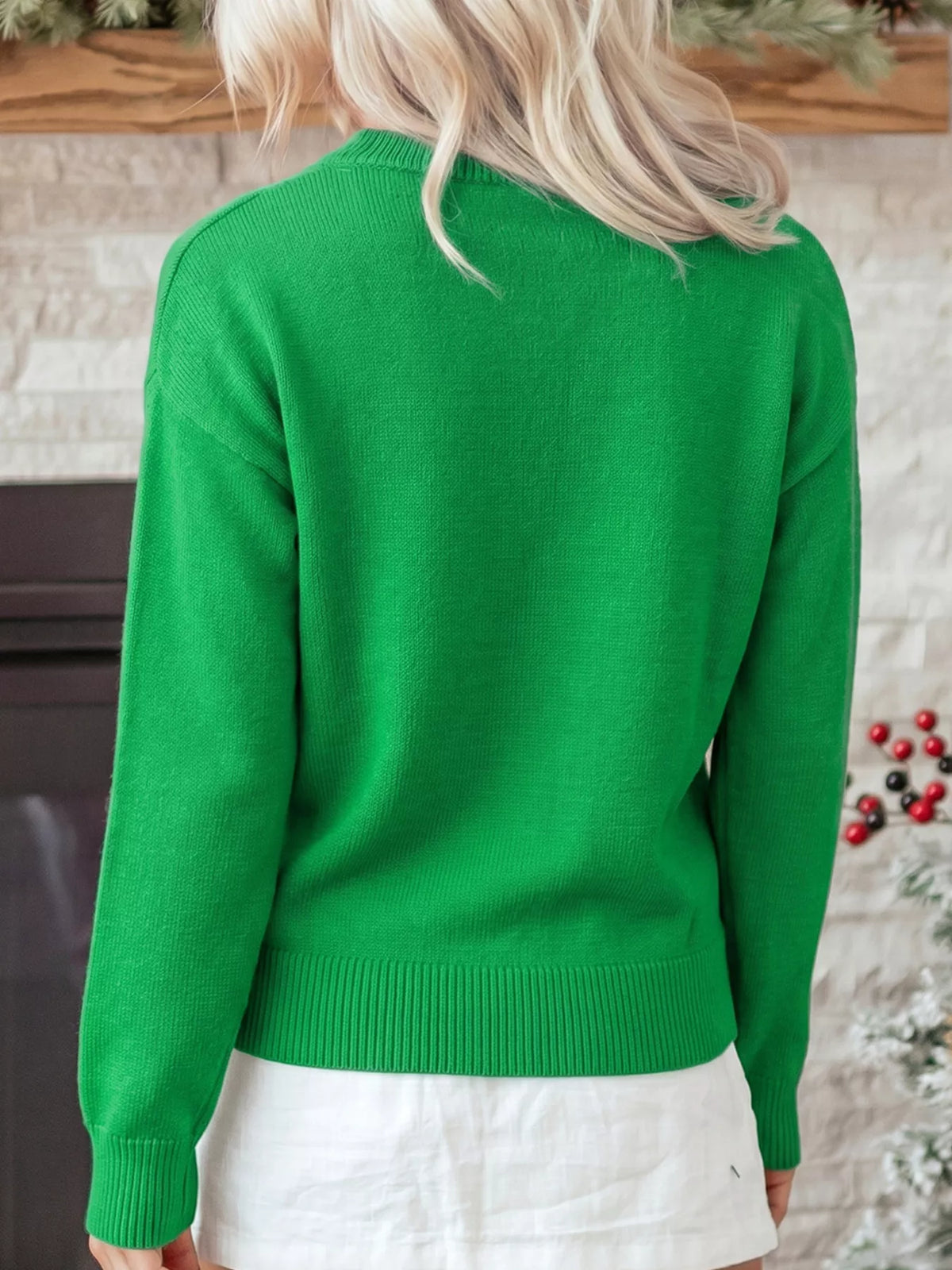 Abstract Patch Embroidery Christmas Pullover Sweater