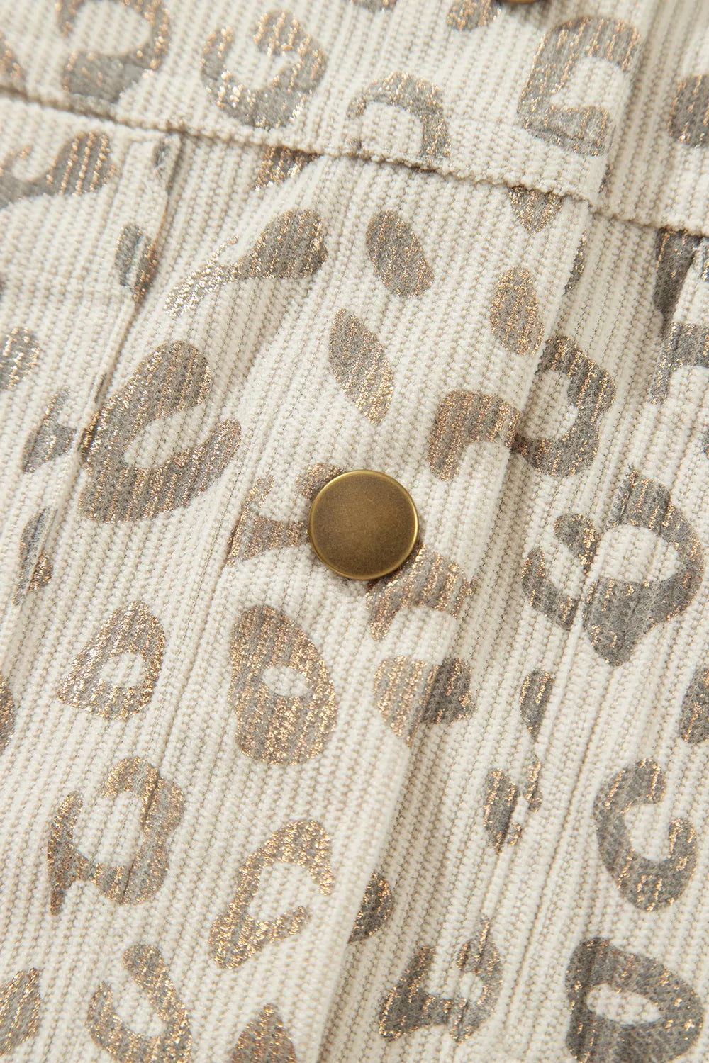 Leopard Print Corduroy Shirt Collar Long Sleeve Regular Fit Jacket