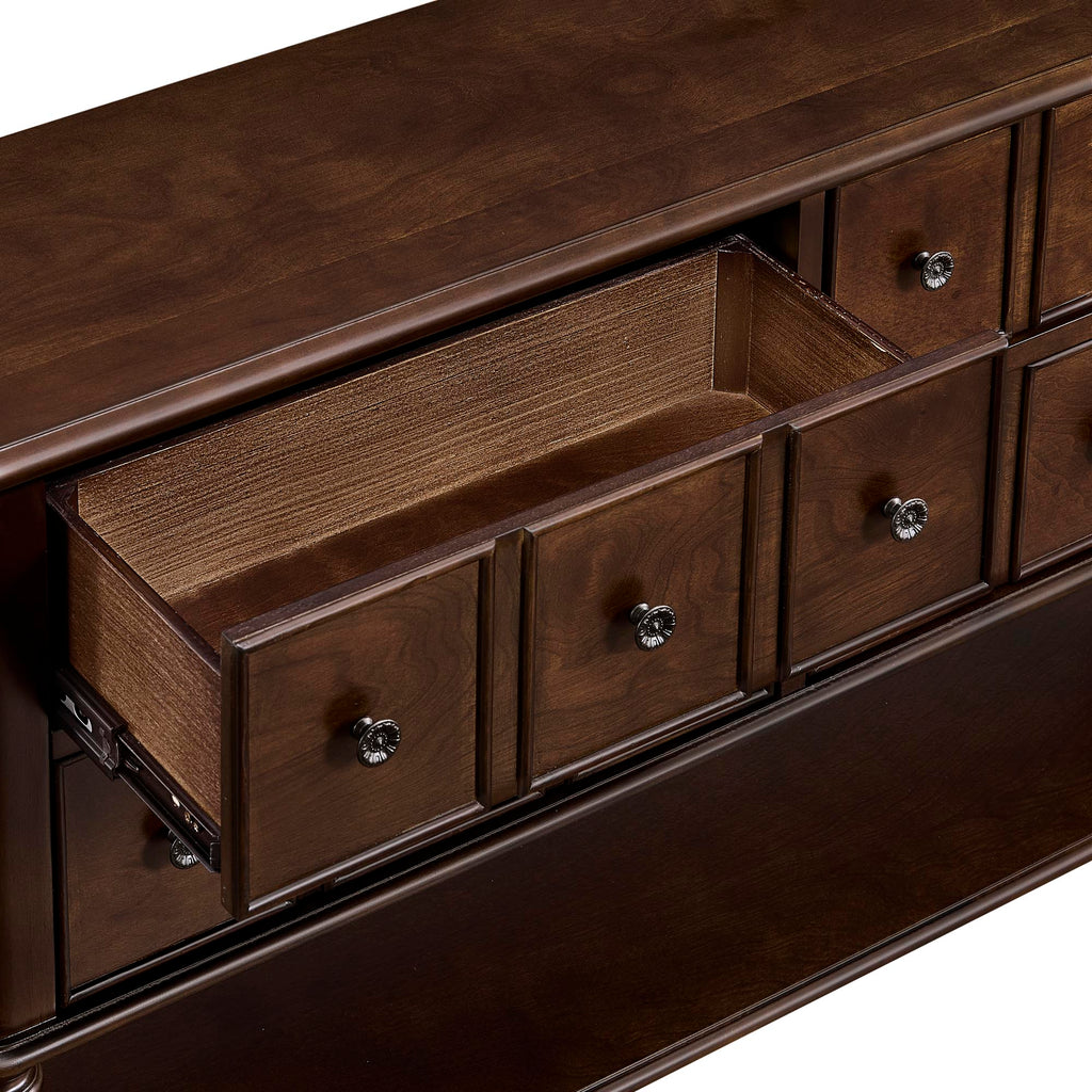 Vintage Console Table with Solid Wood Legs and 4 Storage Drawers - Espresso