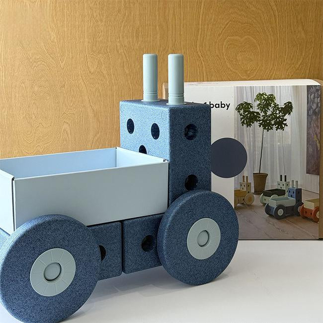 Children's Blue-Yellow Three-in-One Learning Walkie Car Assembly Vehicle