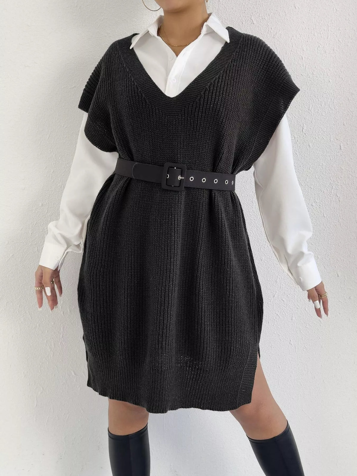 Oversized V-Neck Sweater Vest