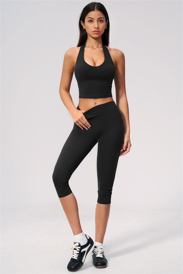 The Twirl Wide Strap Halter Crop Top