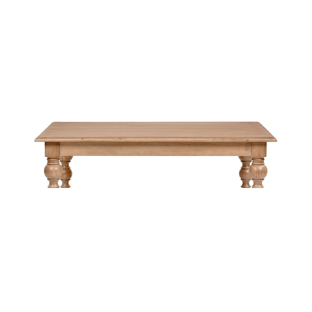 Rosalie 50" Reclaimed Pine Solid Wood Coffee Table with Sculptural Legs - Medium Brown