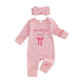 European And American Infant Lettered Embroidered Romper With Bow Ties