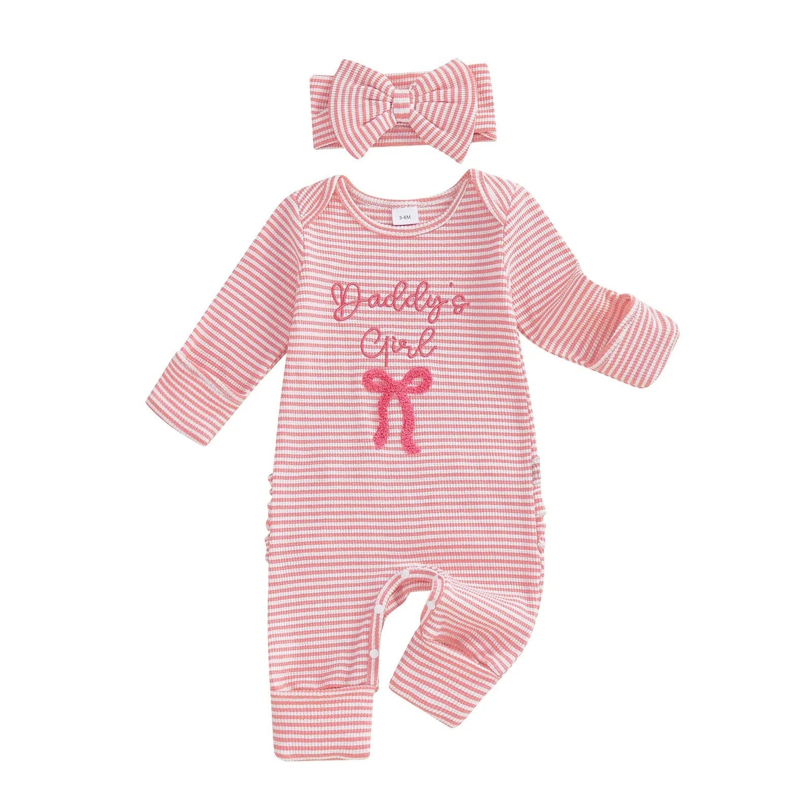 European And American Infant Lettered Embroidered Romper With Bow Ties