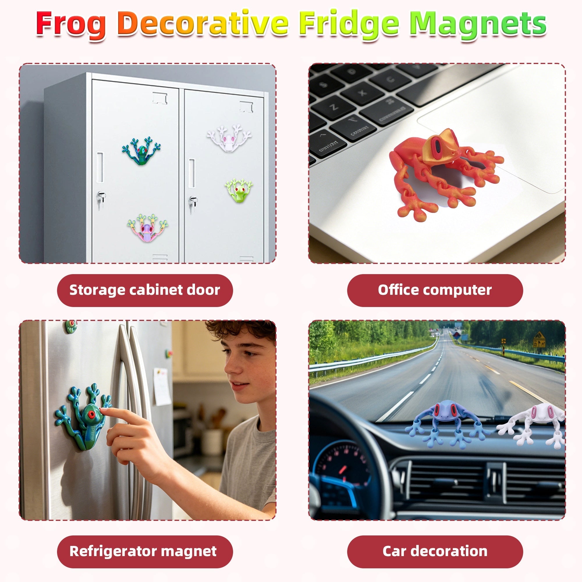 Large 3D Printed Frog Fridge Magnet, Articulated Tree Frog Magnetic Refrigerator Decoration, Cute Animal Magnet For Kitchen Locker Office Decor