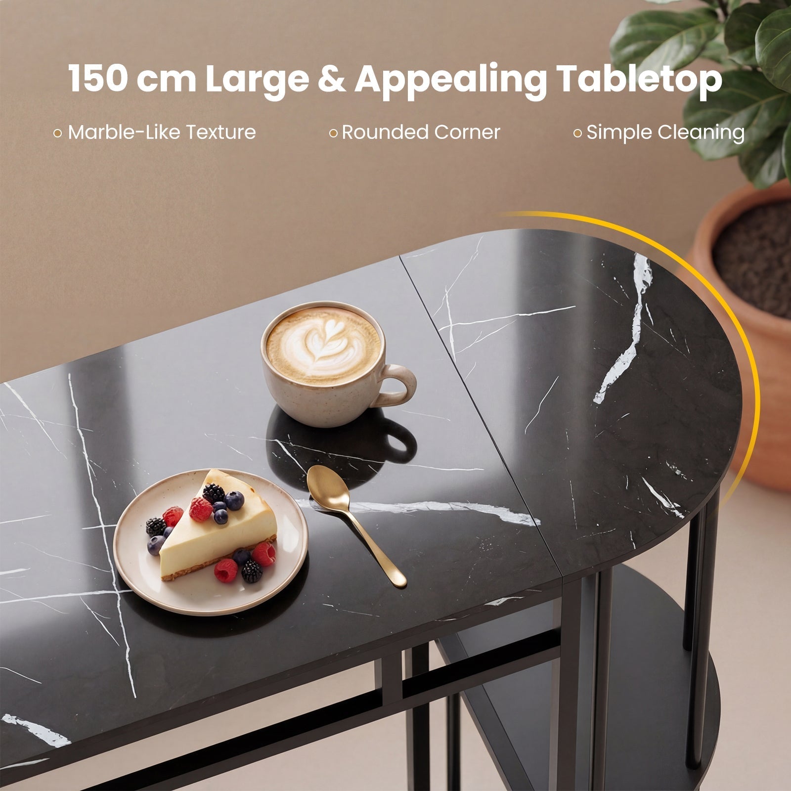 60 Inch Dining Table and 2 Upholstered Barstools with Faux Marble Tabletop