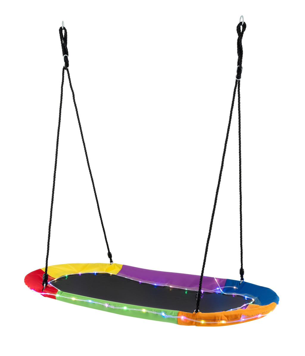 60 Inches Saucer Swing with LED Lights for Kids and Adults-Multicolor