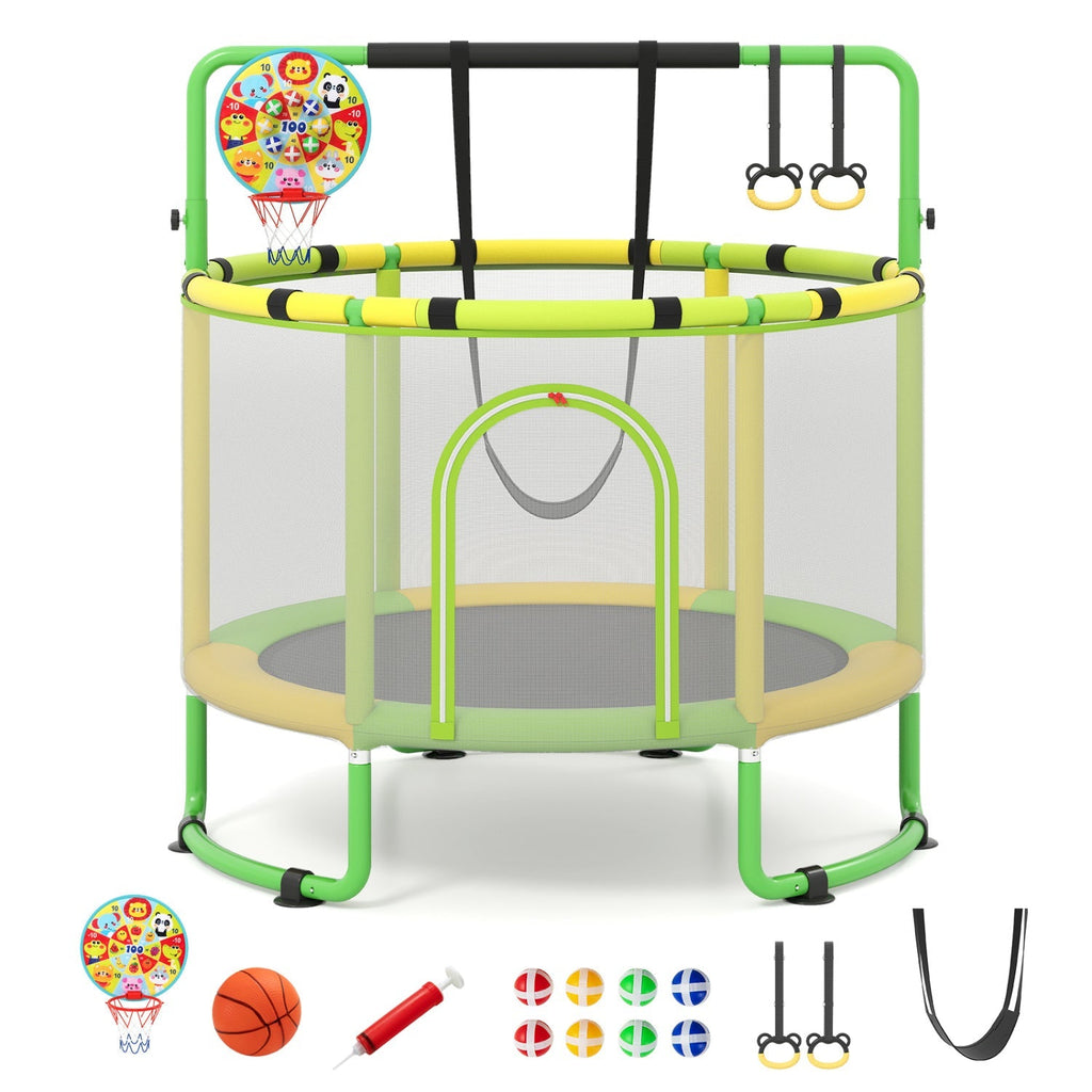 60-Inch Kids Trampoline with Adjustable Gymnastics Bar