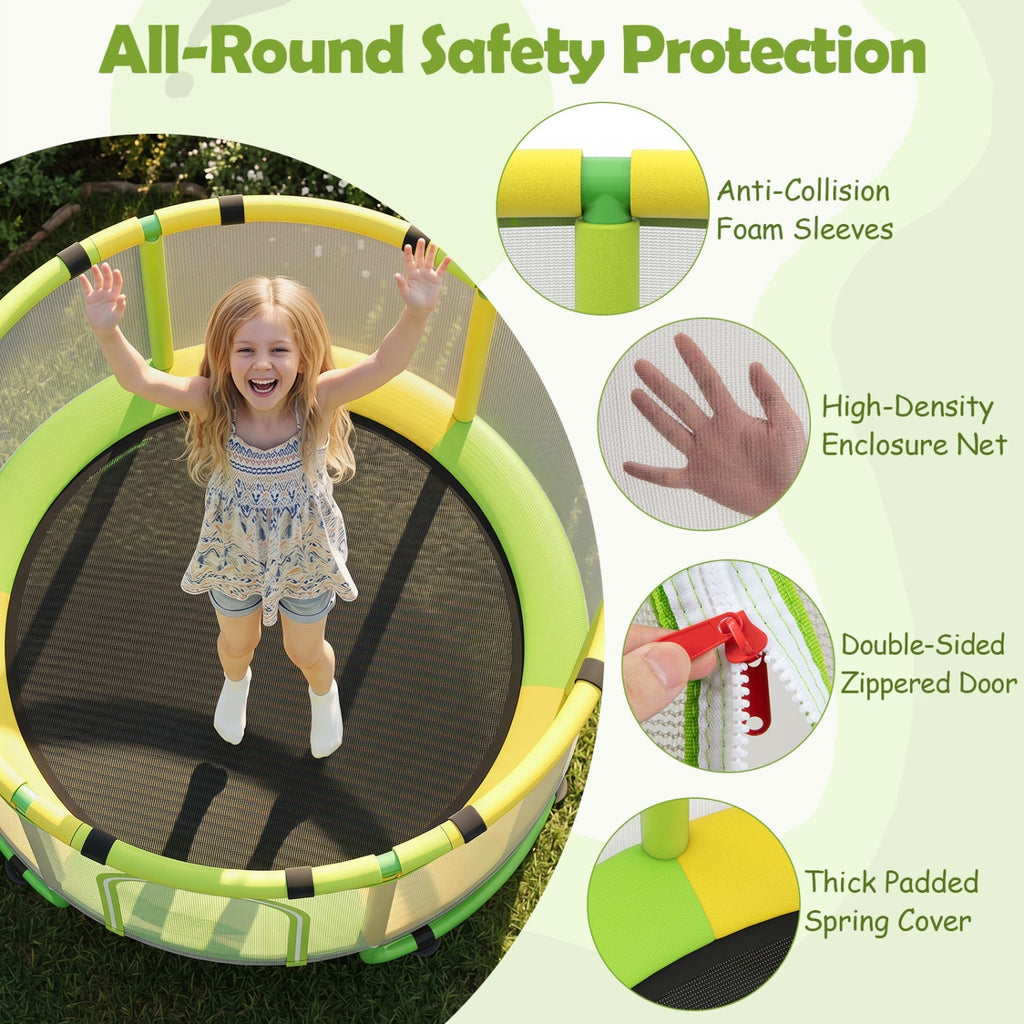 60-Inch Kids Trampoline with Adjustable Gymnastics Bar