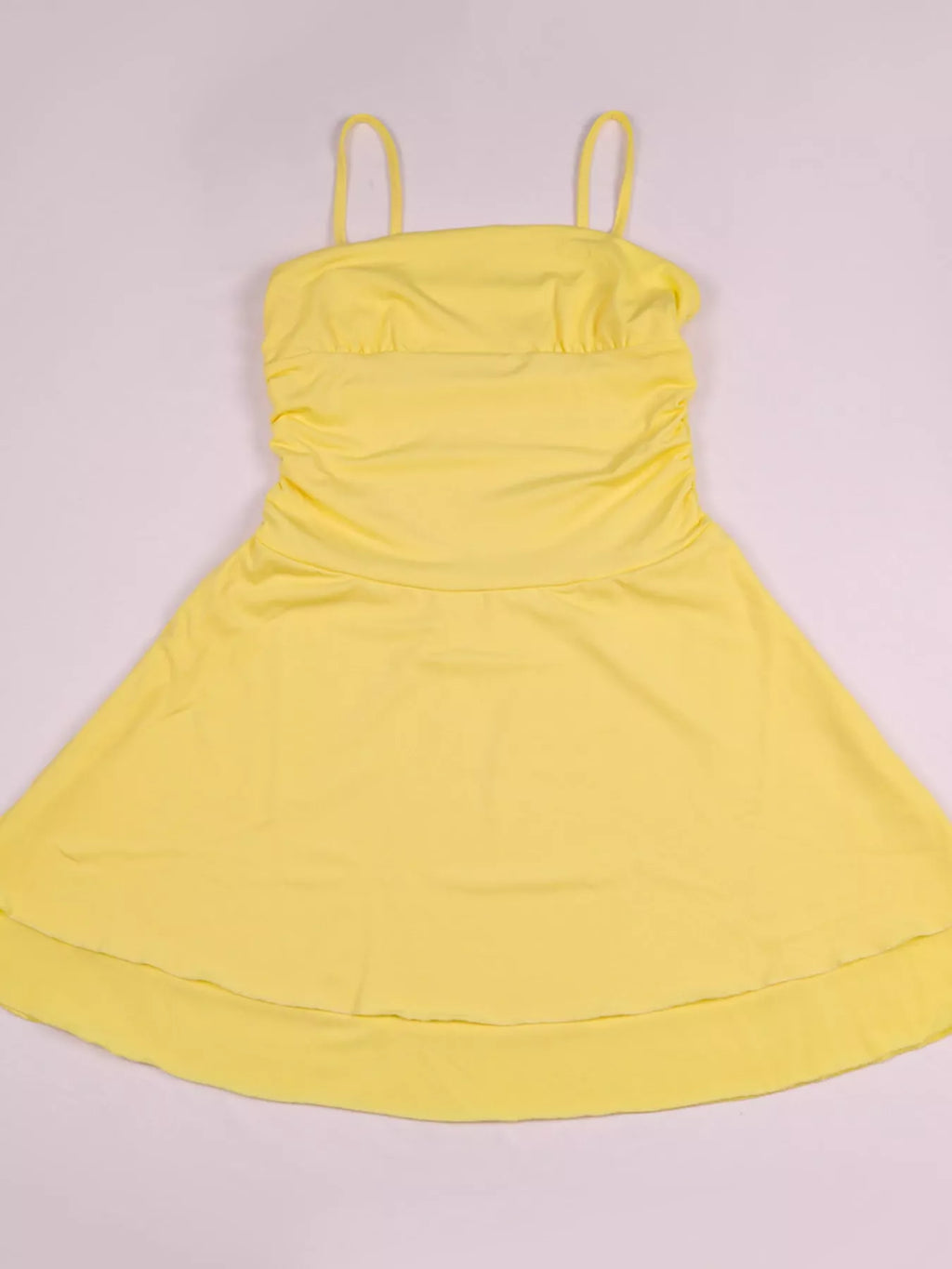 Ruched Spaghetti Strap Layered Mini Dress