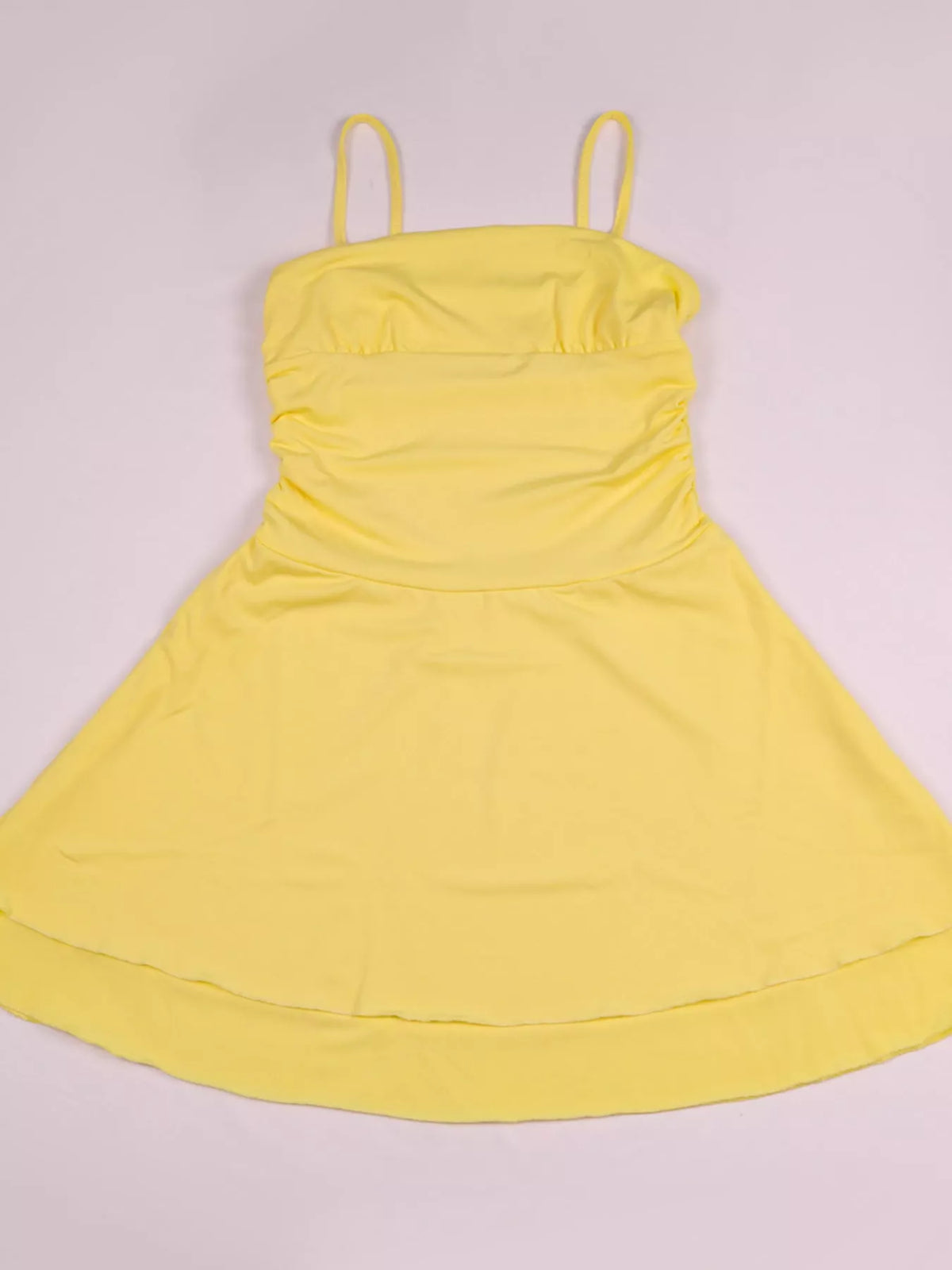 Ruched Spaghetti Strap Layered Mini Dress