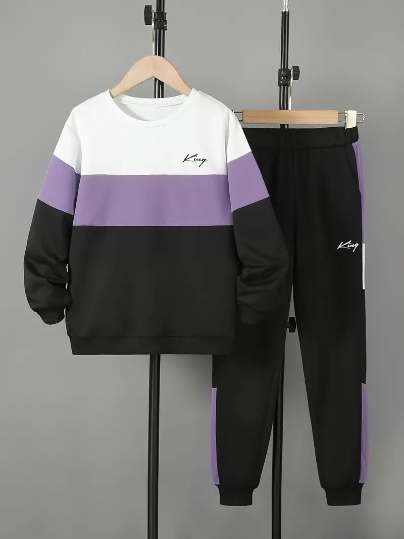 Design Sense Multicolor Hoodie Pants Two-piece Set