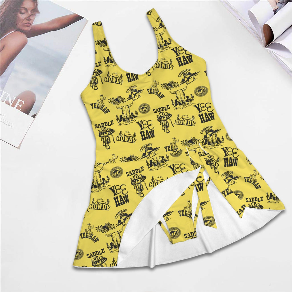 Baha Ranch Cowgirl Graphics Skirted One Piece Swim Suit