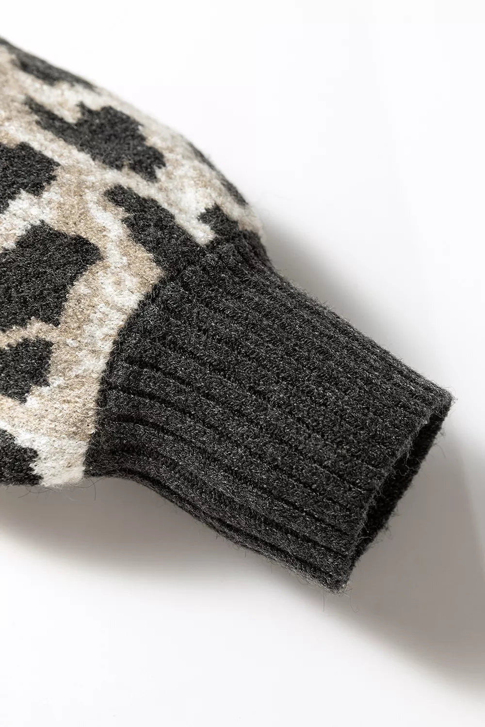 Leopard Drop Shoulder Baggy Sweater