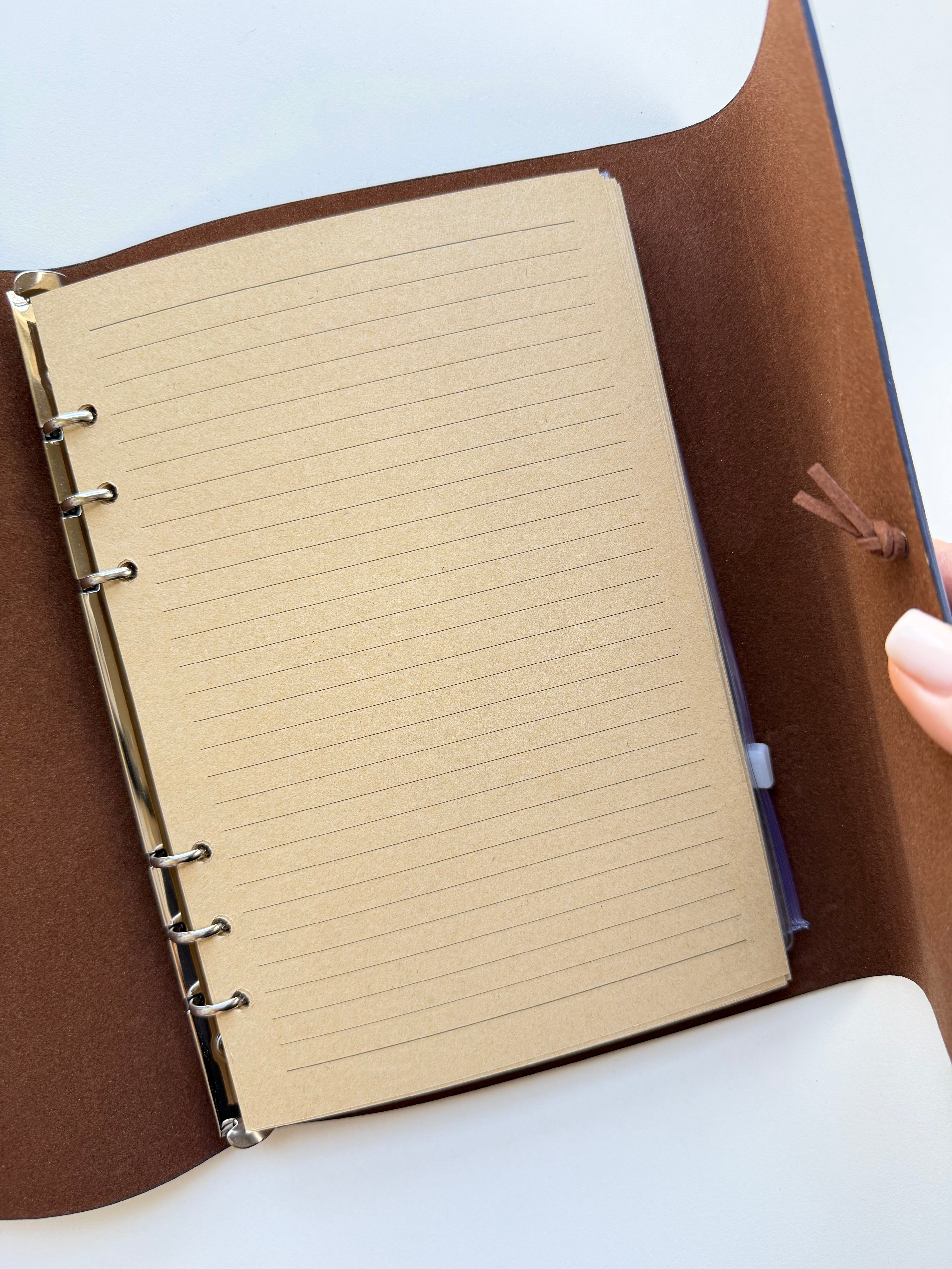 Blue A5 Vintage Faux Leather Binder Notebook