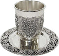 Nickel Plated Kiddush Cup With Plate 3 1/2"