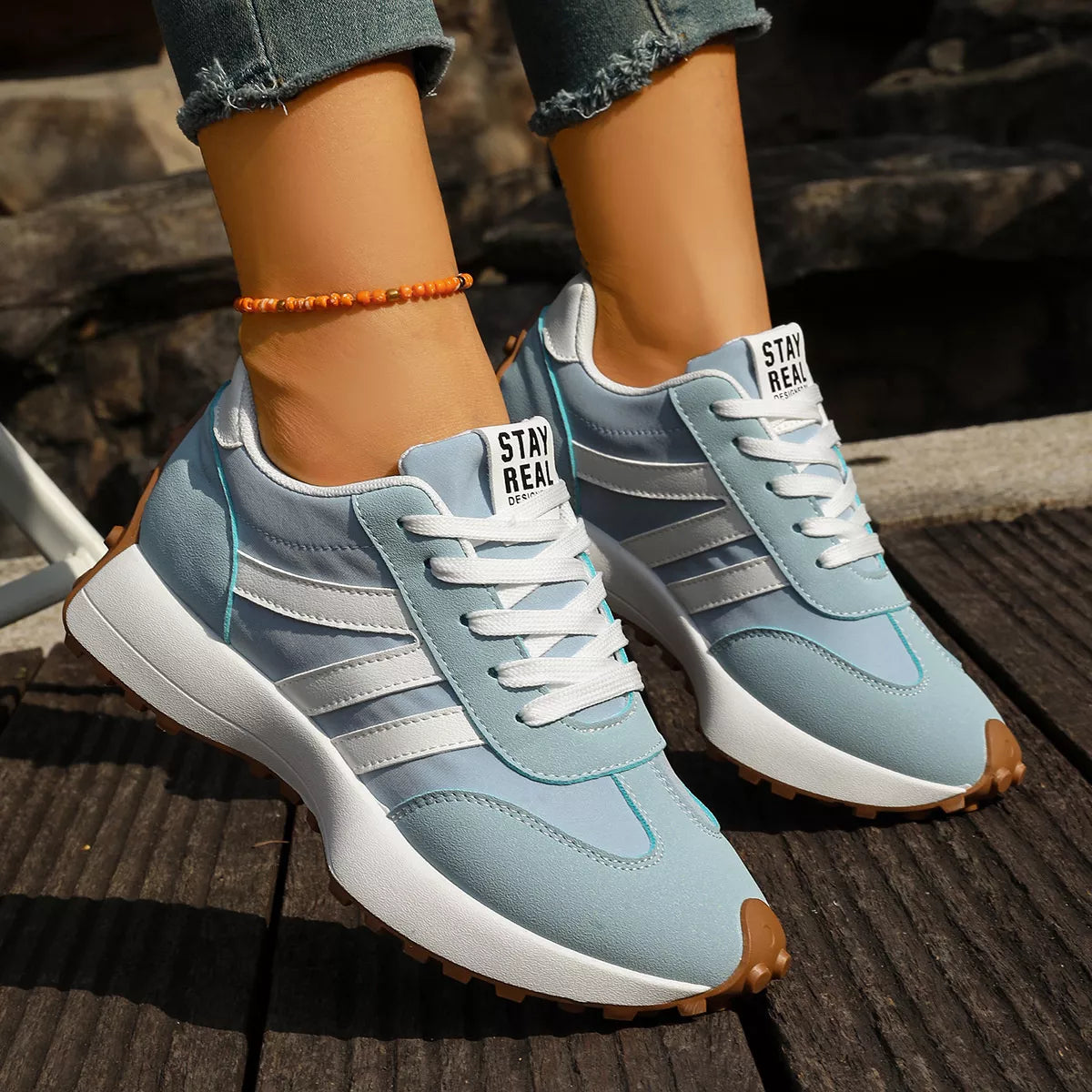 Round Toe Lace Up Sneakers