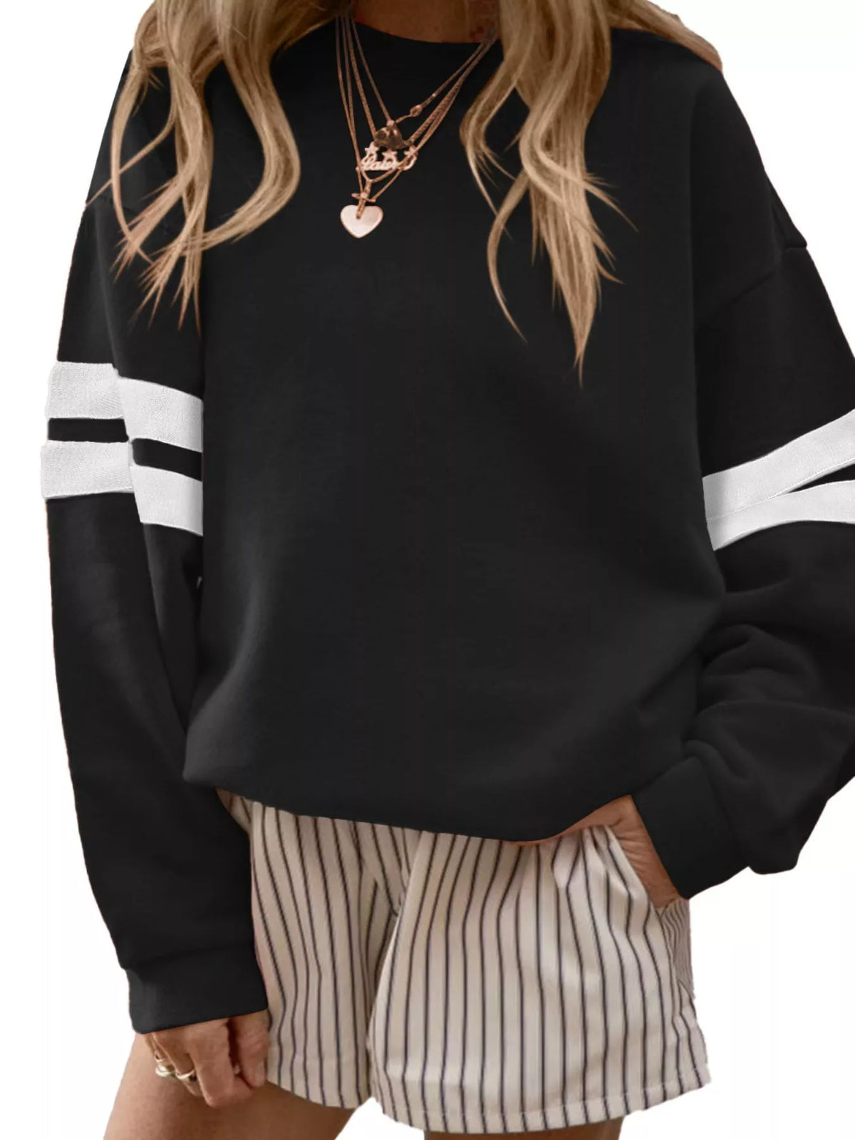 Striped Dropped Shoulder Sweatshirt
