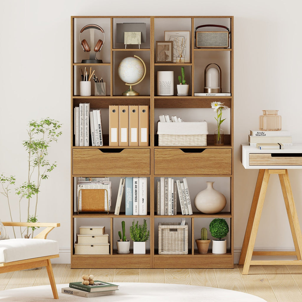 61inch Tall Freestanding Bookcase with Drawer 8-Cube Storage Organizer