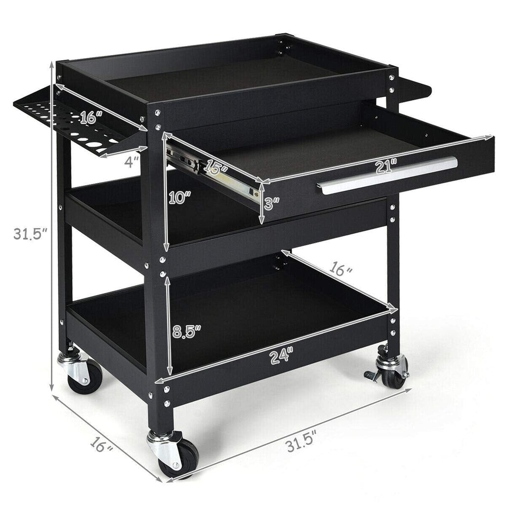 Rolling Tool Cart Mechanic Cabinet Storage ToolBox Organizer with Drawer