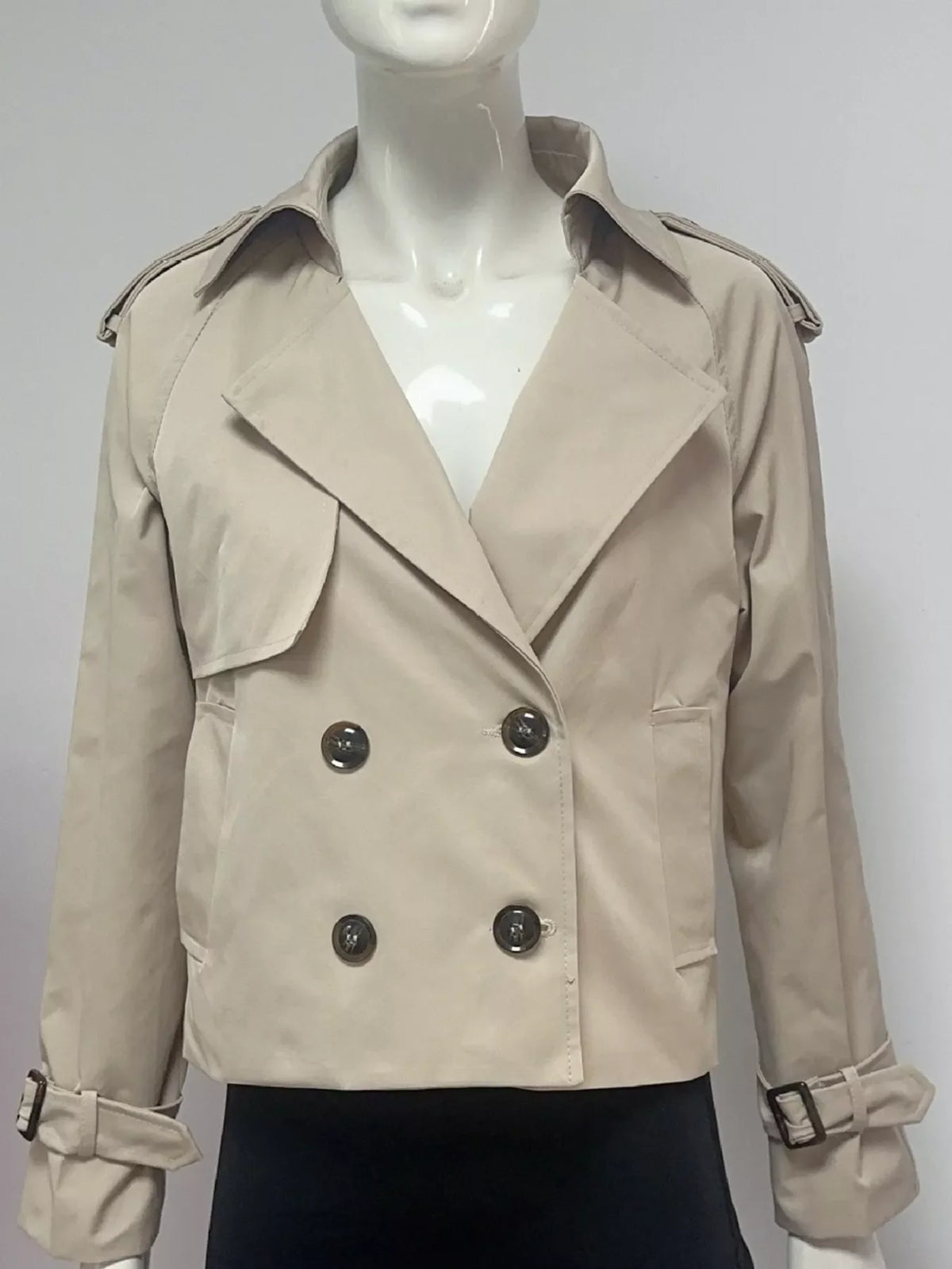 Double-Breasted Cropped Trench Outerwear