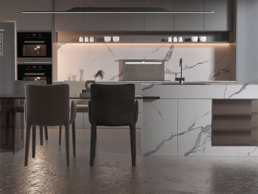 Calacatta Belga PVC Marble Sheets Wall Panel - Waterproof 4x8 ft (32 sq. ft)