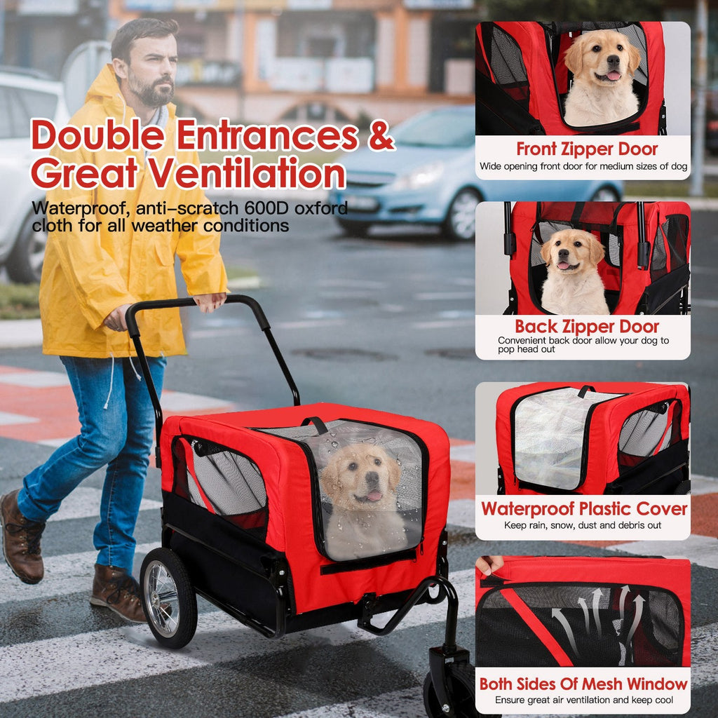 2-in-1 Pet Bike Trailer and Stroller for Small to Medium Pets