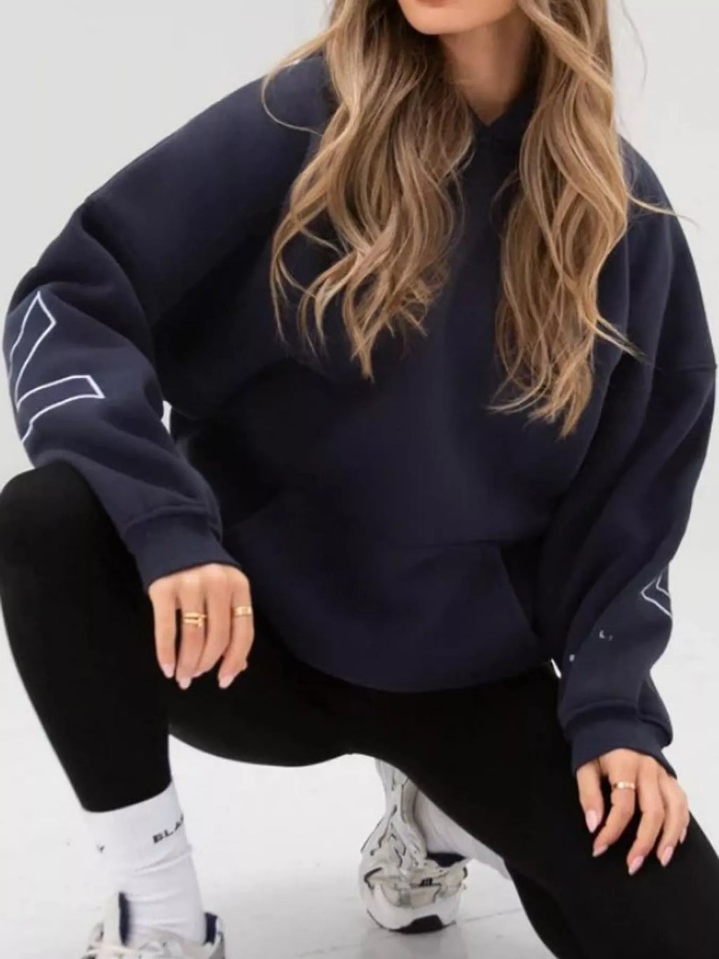 Letter Back Hoodie with Kangaroo Pocket