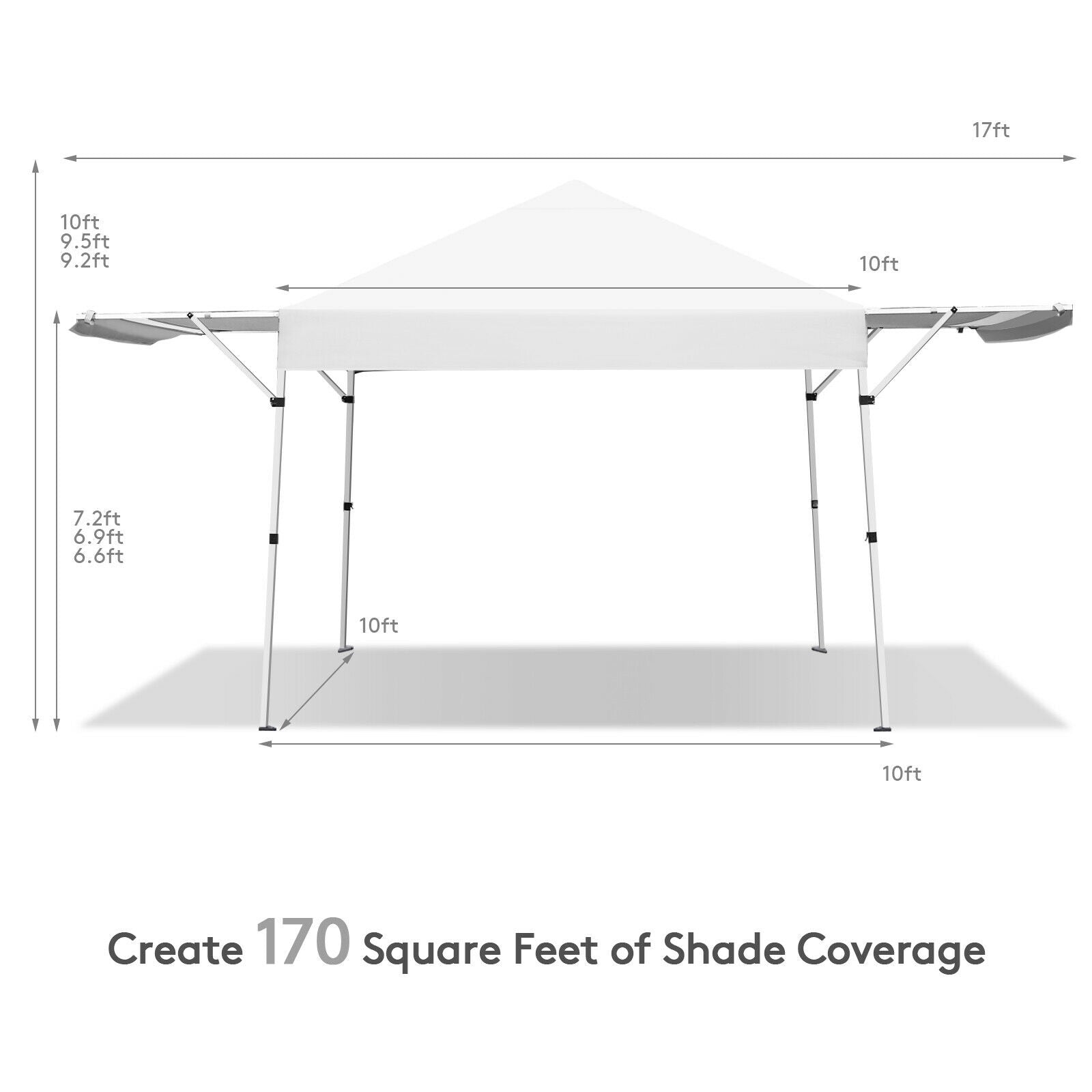 17 Feet x 10 Feet Foldable Pop Up Canopy with Adjustable Instant Sun Shelter