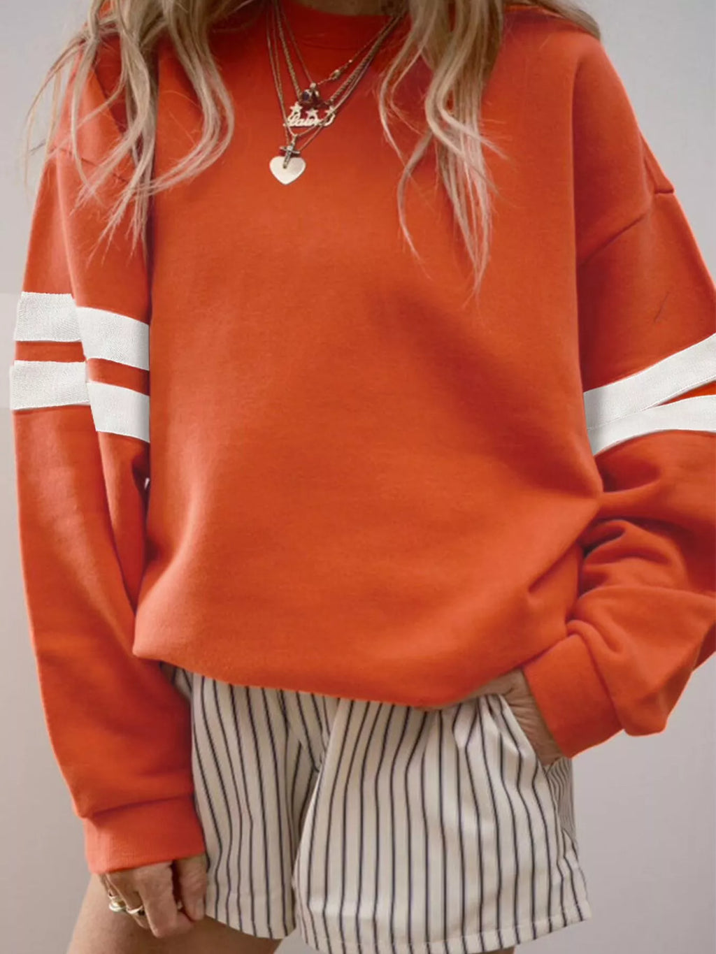 Striped Dropped Shoulder Sweatshirt
