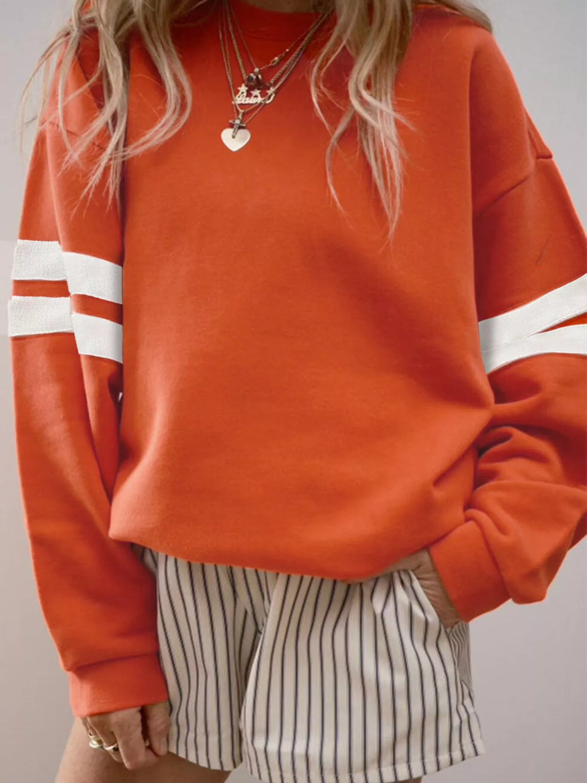 Striped Dropped Shoulder Sweatshirt