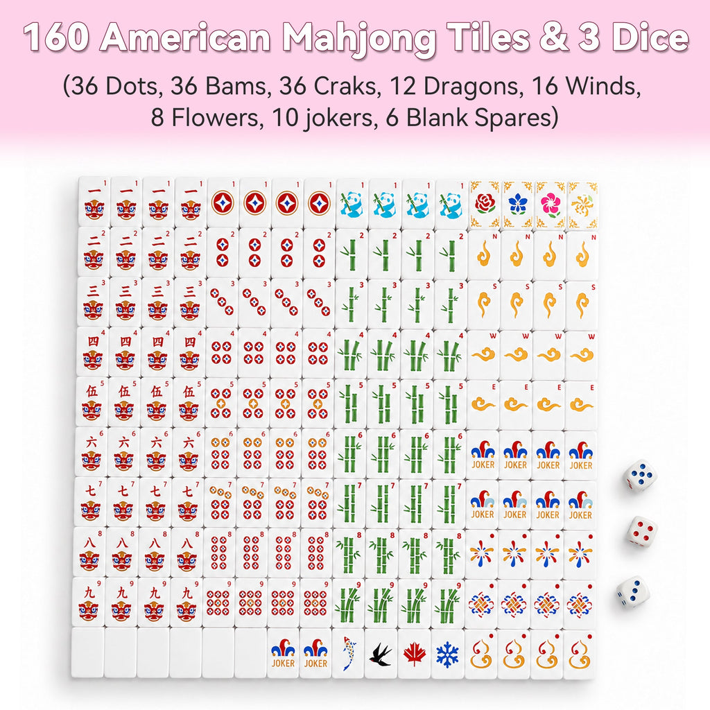 160PCS Floating Mahjong Tile Set Classic Style With 3 Dice