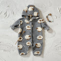 Gray Hooded Lambskin Romper For Babies And Toddlers