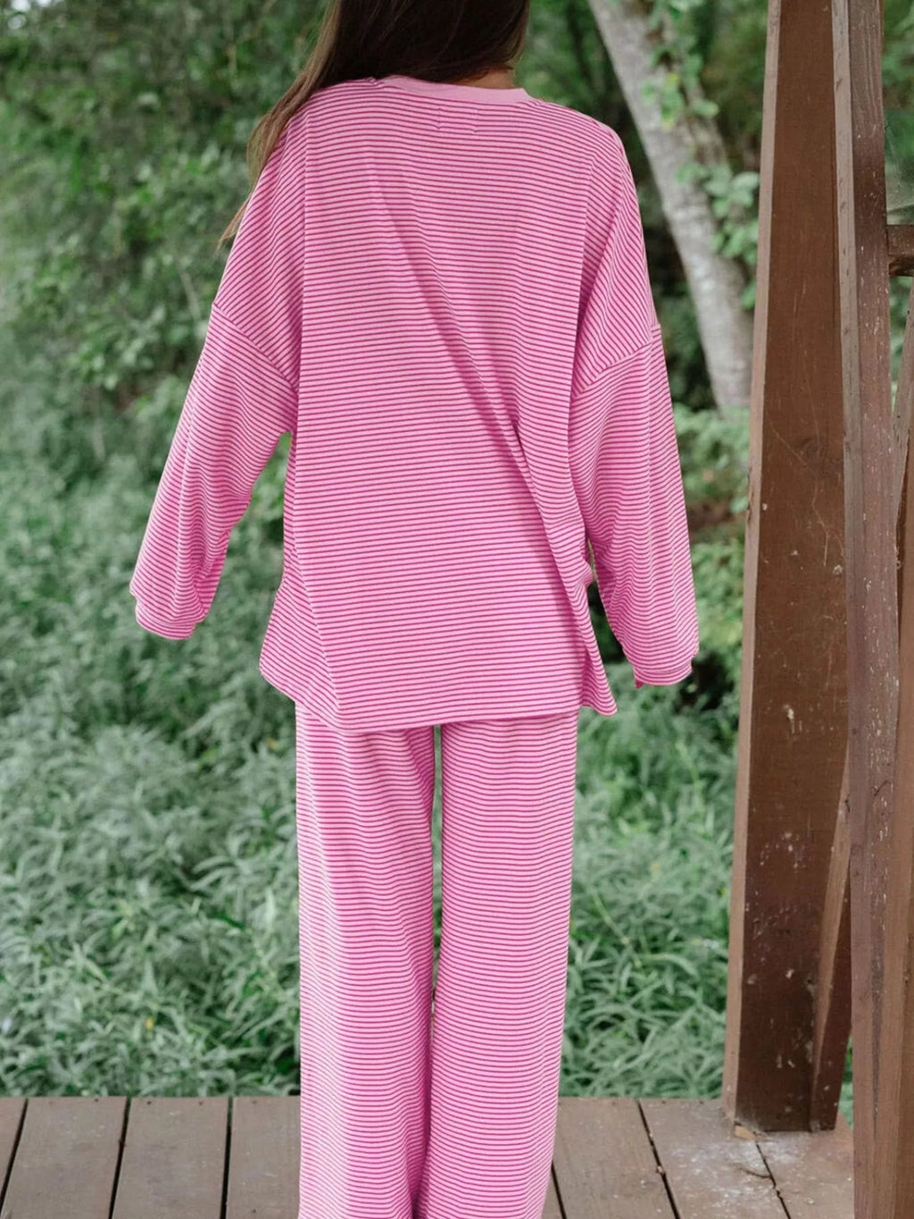 Striped Long Sleeve Top and Pants Set