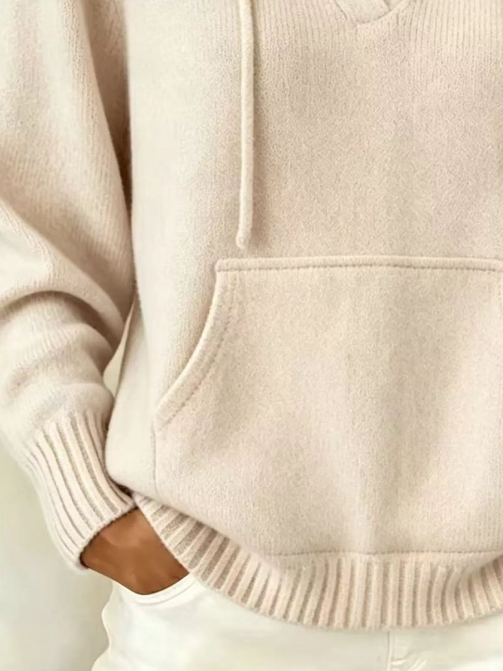Drawstring Kangaroo Pocket Hooded Sweater