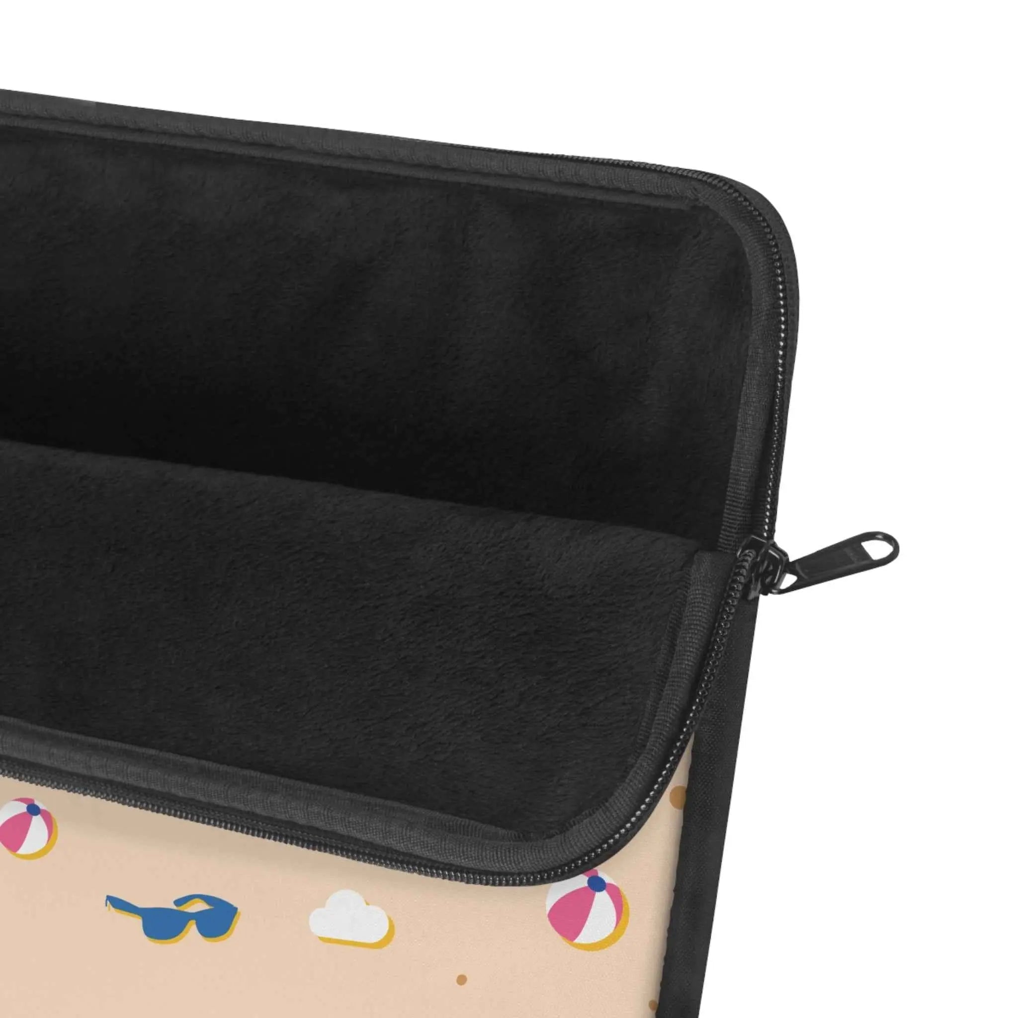Beach Pattern Laptop Sleeve — Sunglasses, Beach Balls & Clouds Design