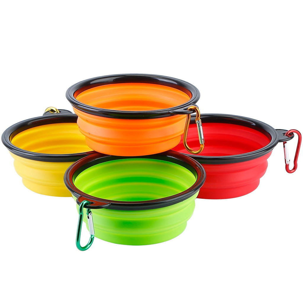 Collapsible Silicone Dog Bowls with Carabiner