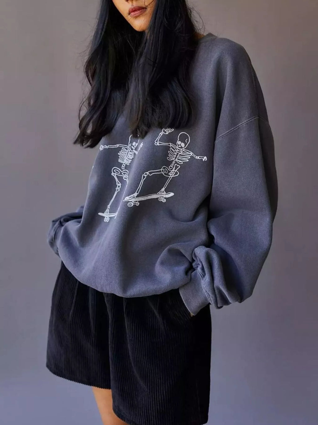Skeleton Graphic Round Neck Sweatshirt
