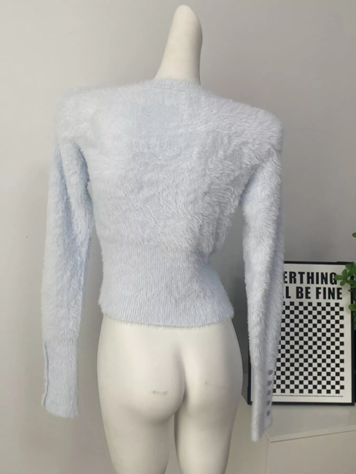 Soft Fuzzy Button-Down Cropped Cardigan
