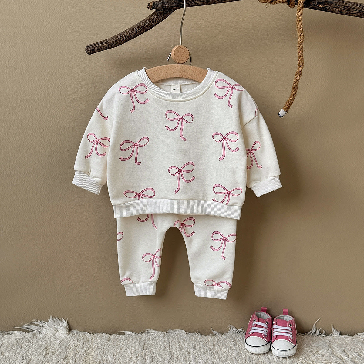Infant And Toddler Bow-Knot Printed Two-Piece Set