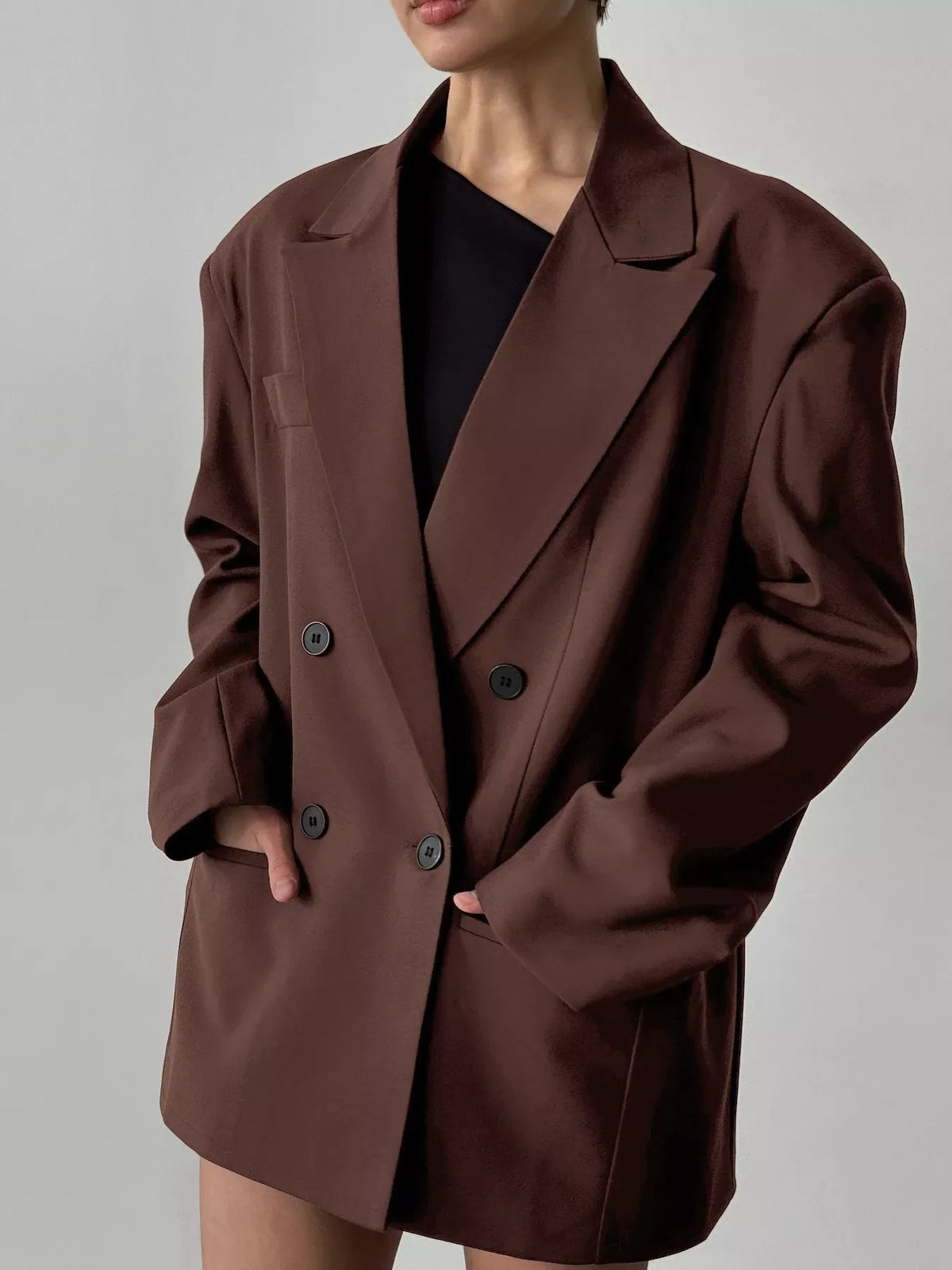 Double-Breasted Lapel Collar Blazer
