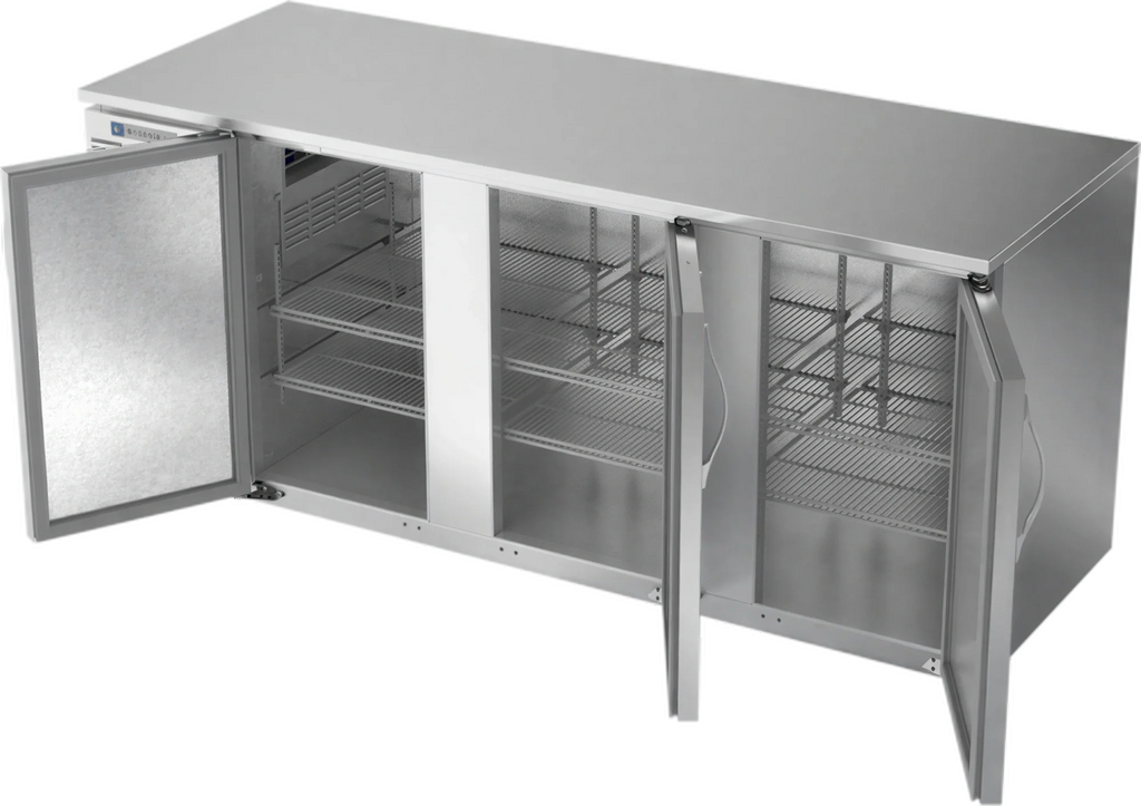 Beverage Air BB78HC-S Three-Section Solid-Door Back Bar Refrigerator, 78-Inch, 26.1 Cu. Ft., Stainless Steel