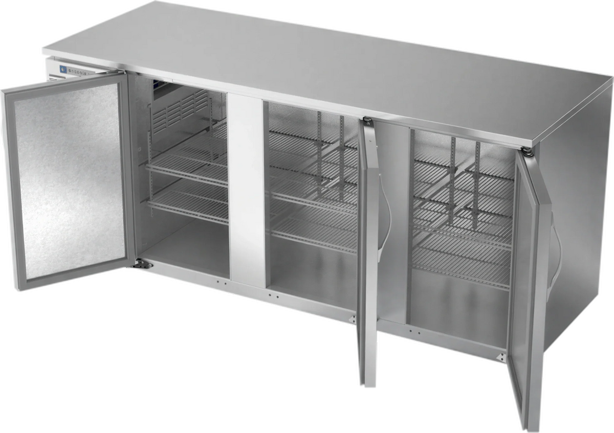 Beverage Air BB78HC-S Three-Section Solid-Door Back Bar Refrigerator, 78-Inch, 26.1 Cu. Ft., Stainless Steel