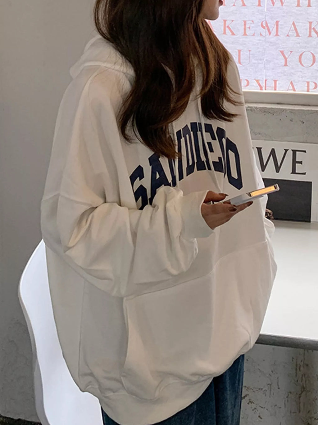 Letter Graphic Long Sleeve Hoodie