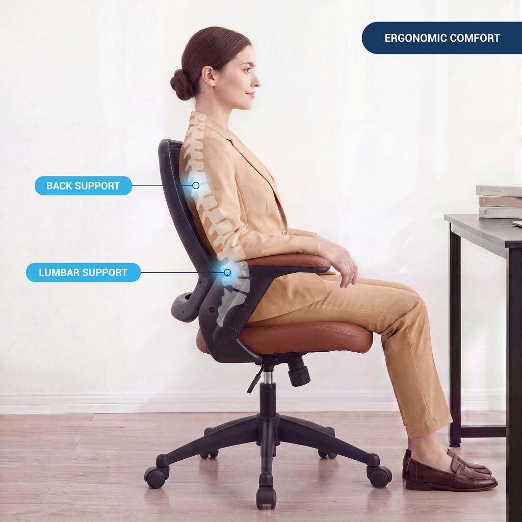 Techni Mobili Mid-Back Mesh Task Office Chair with Height Adjustable Arms