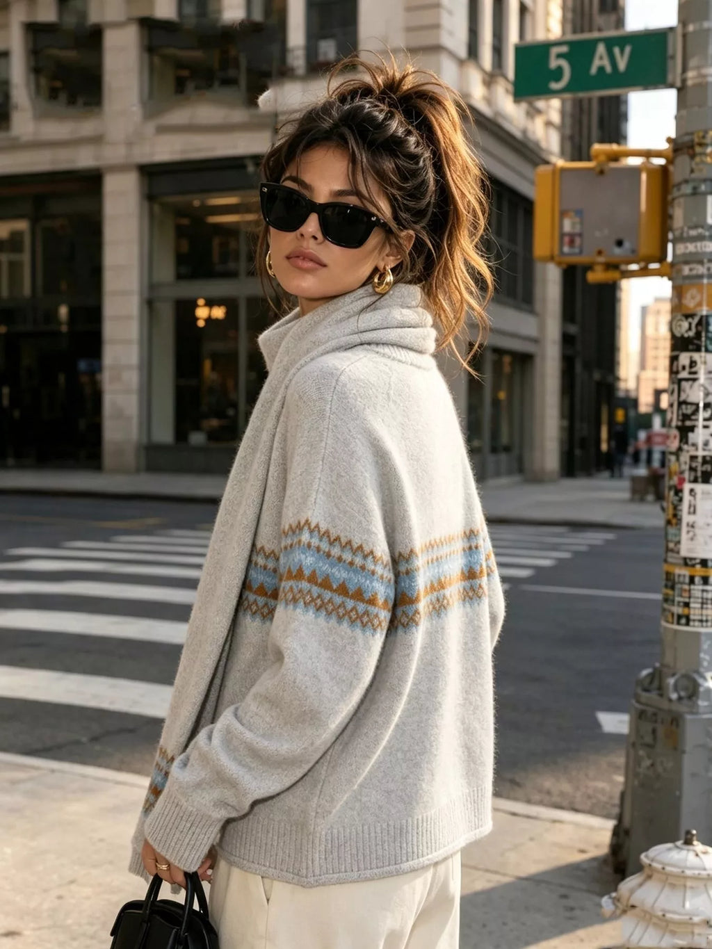 Geometric Button Down Knit Cardigan