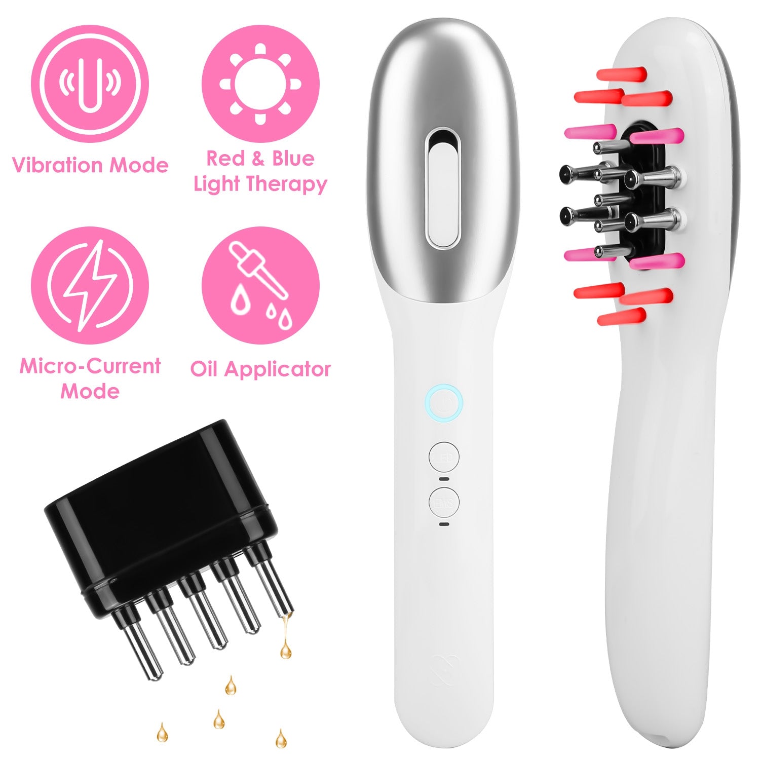 Scalp Massage Comb with Red & Blue Light Therapy
